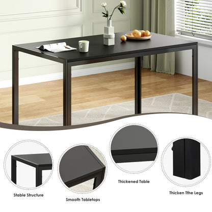 47" Rectangular Dining Table - Black Metal Wood