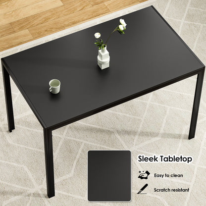 47" Rectangular Dining Table - Black Metal Wood