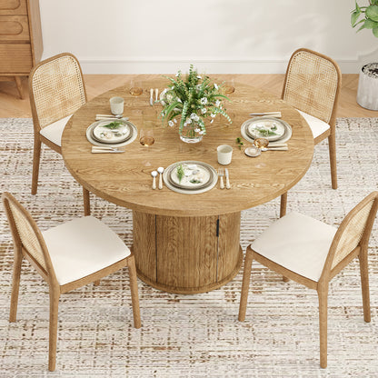 Round Walnut Dining Table, 43-inch Diameter Wood Kitchen Table for Dining Room