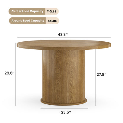 43 Inch Round Walnut Dining Table - For 4 People for Dining Room