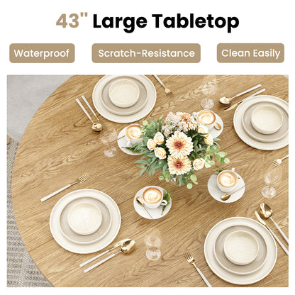43 Inch Round Walnut Dining Table - For 4 People for Dining Room