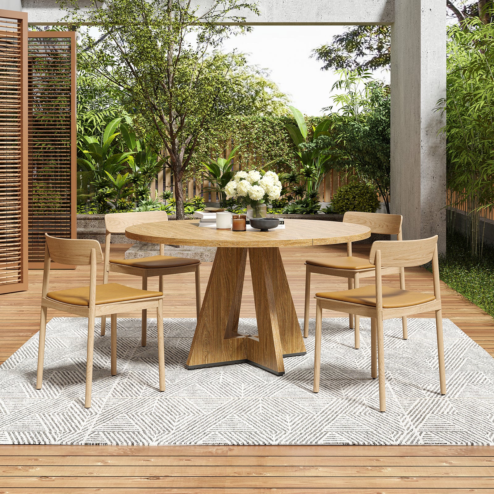 47 Inch Round Walnut Dining Table - Seats 4-6