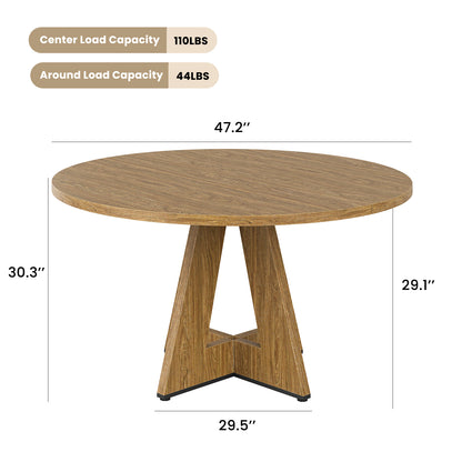 47 Inch Round Walnut Dining Table - Seats 4-6