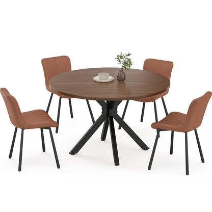 47.2" Round Walnut Wood Dining Table - Seats 6