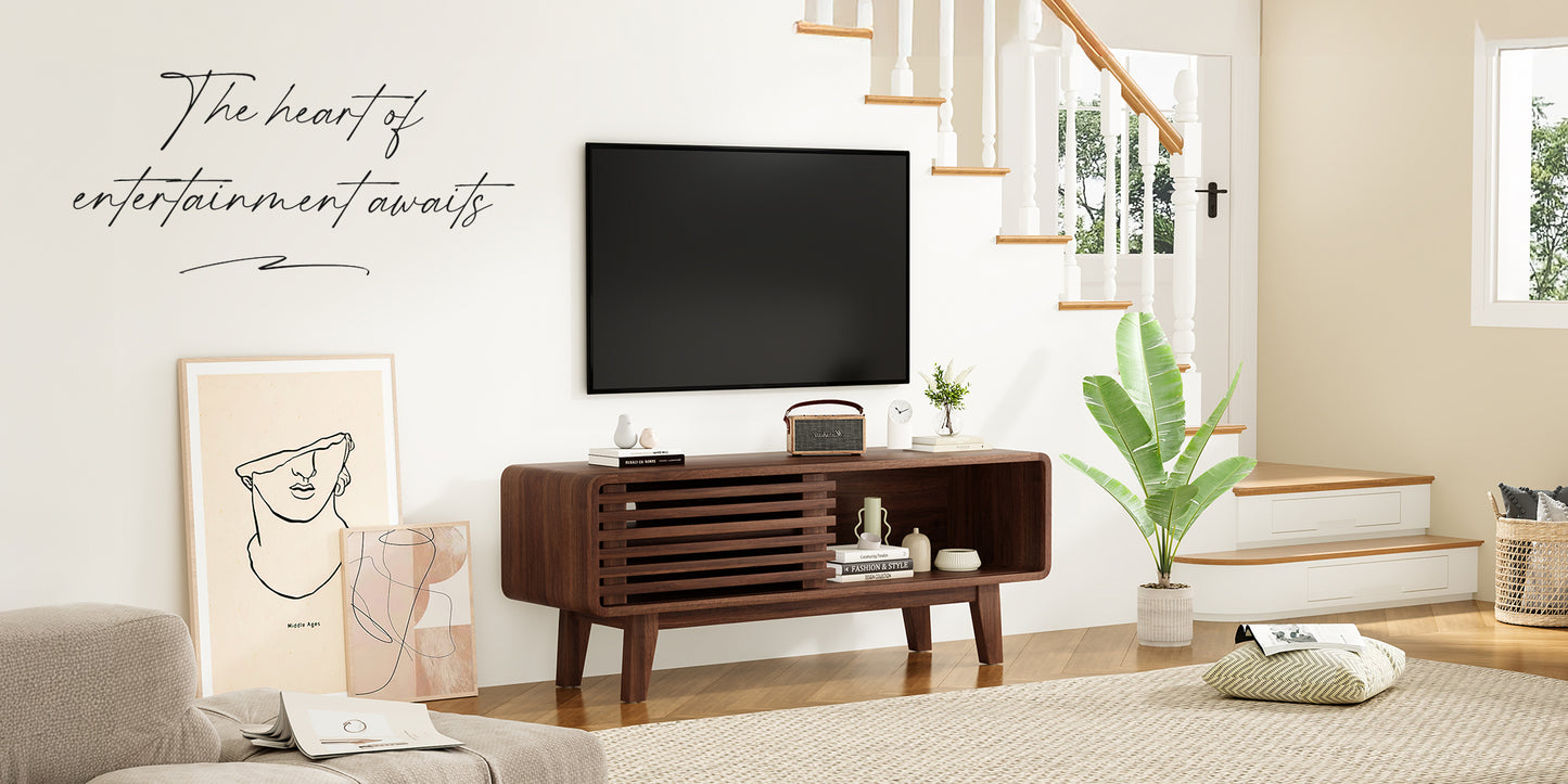 Walnut Wood TV Stand - 59 Inch TV Storage