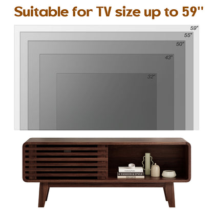 Walnut Wood TV Stand - 59 Inch TV Storage