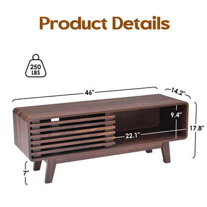 Walnut Wood TV Stand - 59 Inch TV Storage