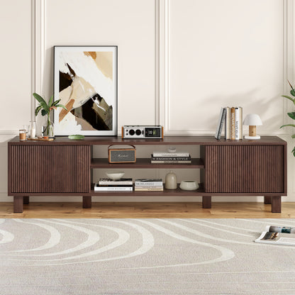 Walnut Engineered Wood TV Stand - 63" Media Console