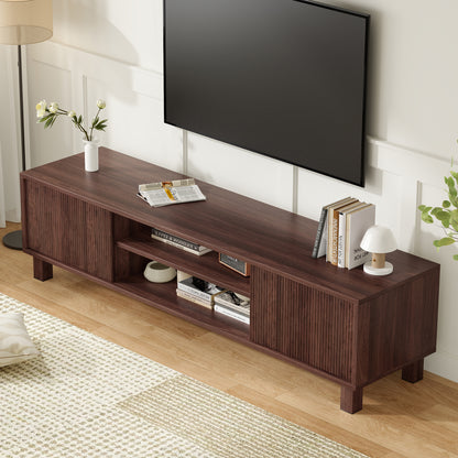 Walnut Engineered Wood TV Stand - 63" Media Console