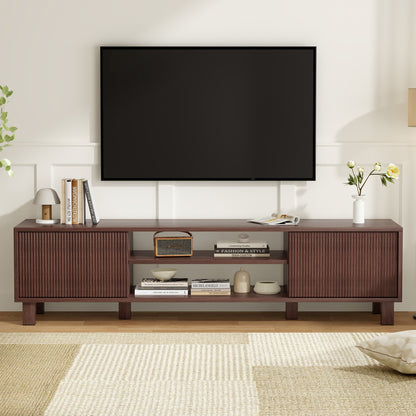 Walnut Engineered Wood TV Stand - 63" Media Console