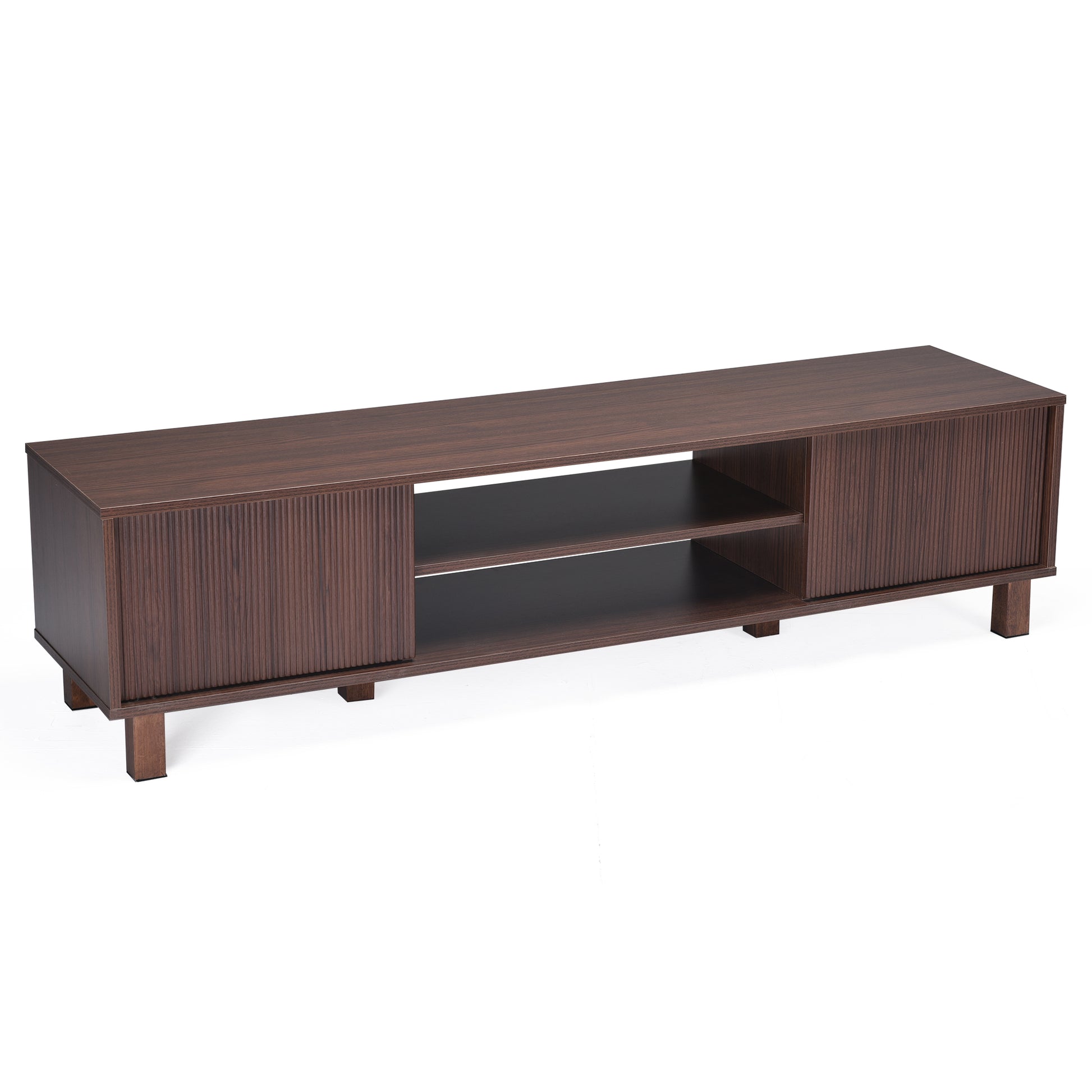Walnut Engineered Wood TV Stand - 63" Media Console