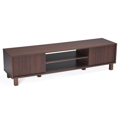 Walnut Engineered Wood TV Stand - 63" Media Console
