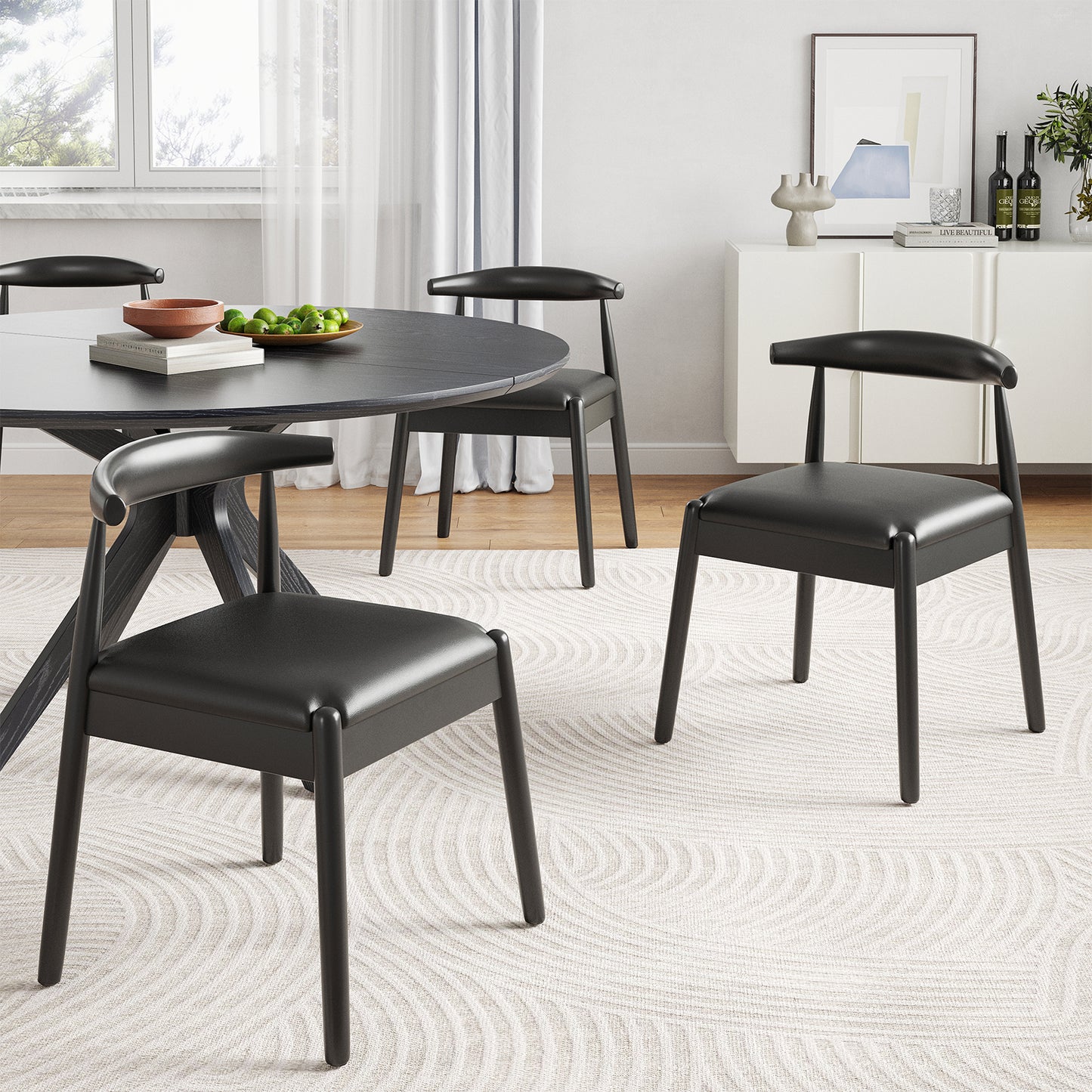 47.2" Round Dining Table - Black Engineered Wood