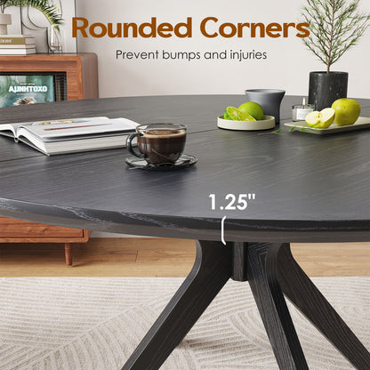 47.2" Round Dining Table - Black Engineered Wood