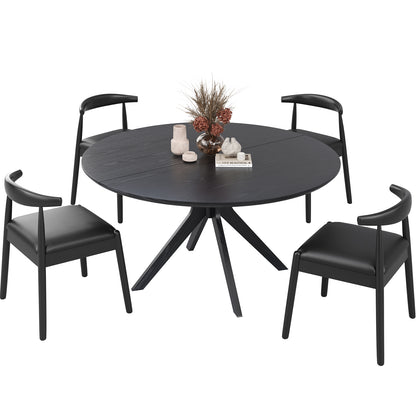 47.2" Round Dining Table - Black Engineered Wood