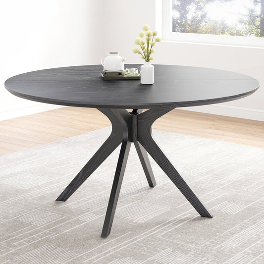 47.2" Solid Wood Round Dining Kitchen Table for 4-6 People with Intersecting Pedestal Base