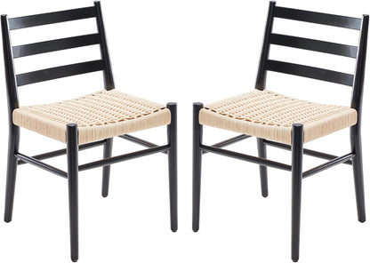 Dining Chairs Set of 2, Woven Rope Seat with Sturdy Metal Frame, Mid Century Modern Dining Room Chairs for Kitchen, Living Room, Restaurant
