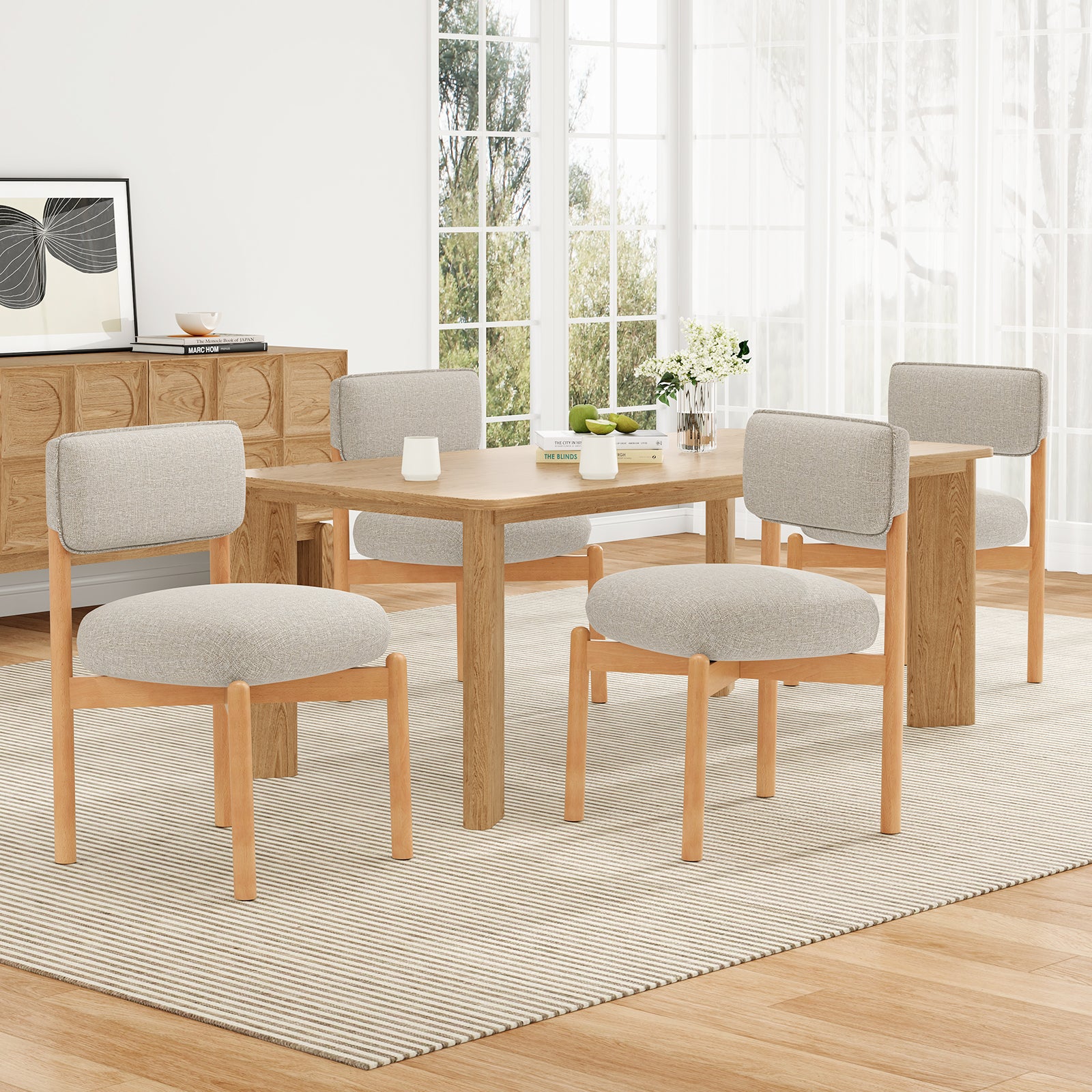 Light Gray Wood Dining Chair Set of 2