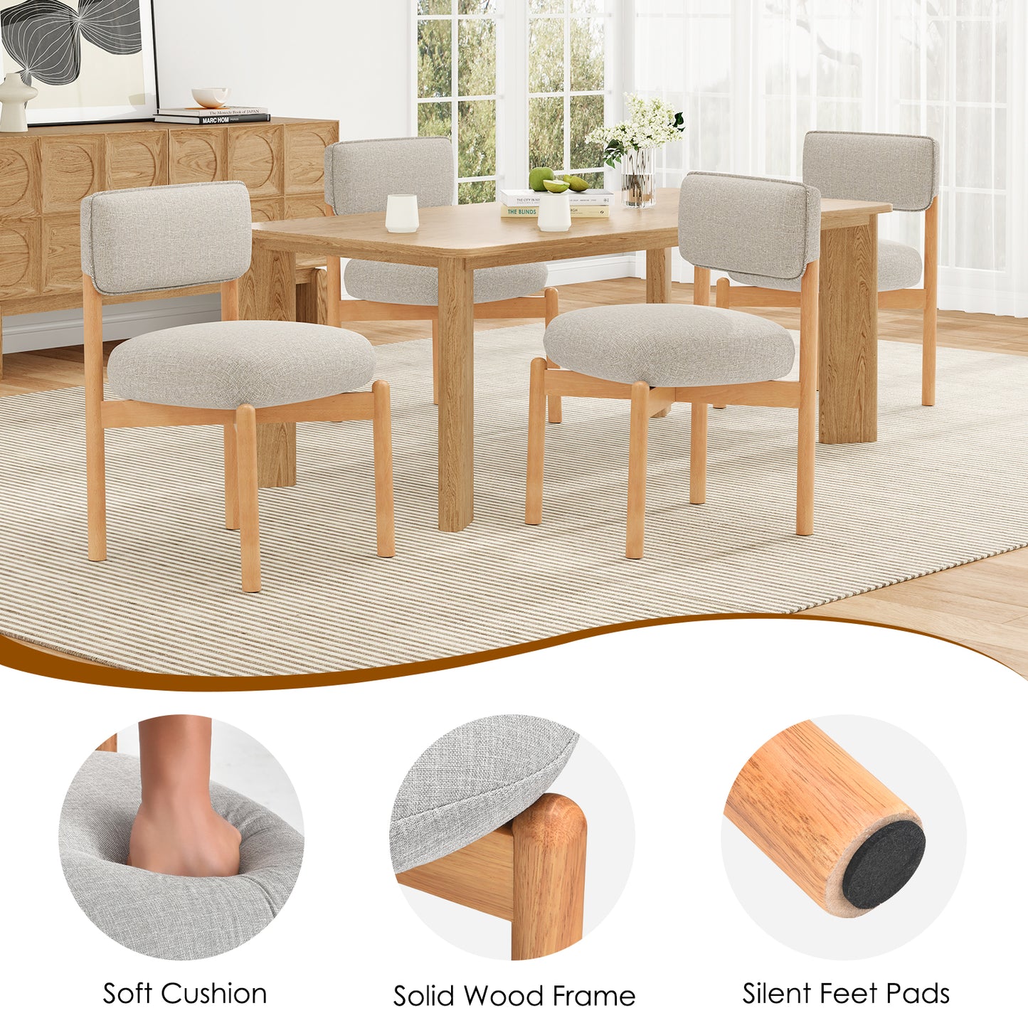 Light Gray Wood Dining Chair Set of 2