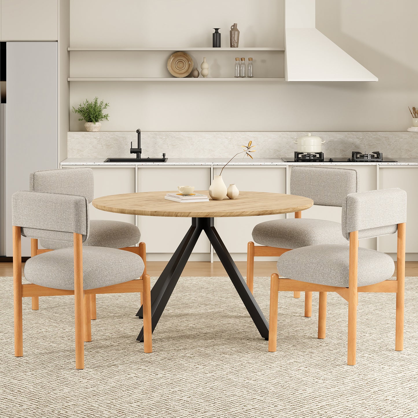 Light Gray Wood Dining Chair Set of 2