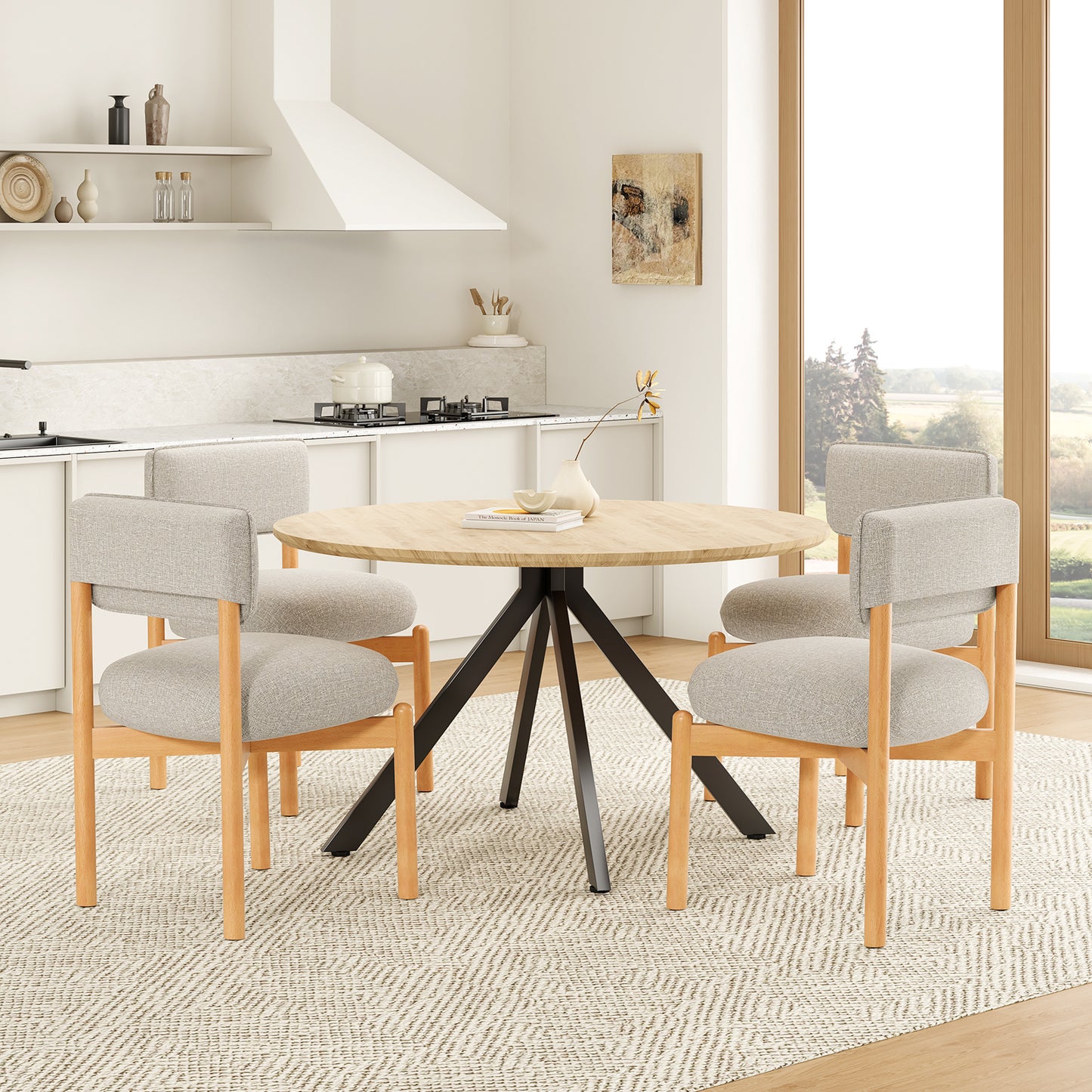 Light Gray Wood Dining Chair Set of 2