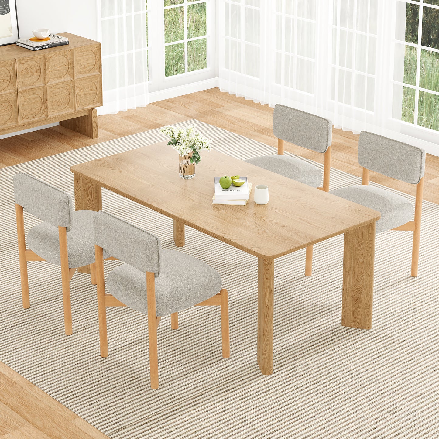 Light Gray Wood Dining Chair Set of 2
