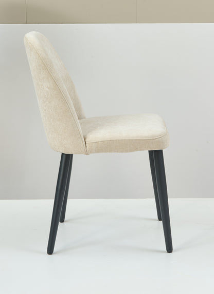 Beige Fabric Dining Chairs Set of 4 - Armless Metal Legs