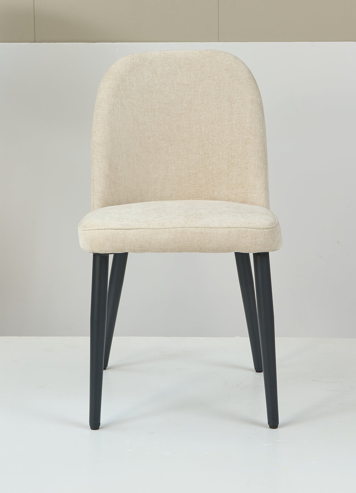 Beige Fabric Dining Chairs Set of 4 - Armless Metal Legs