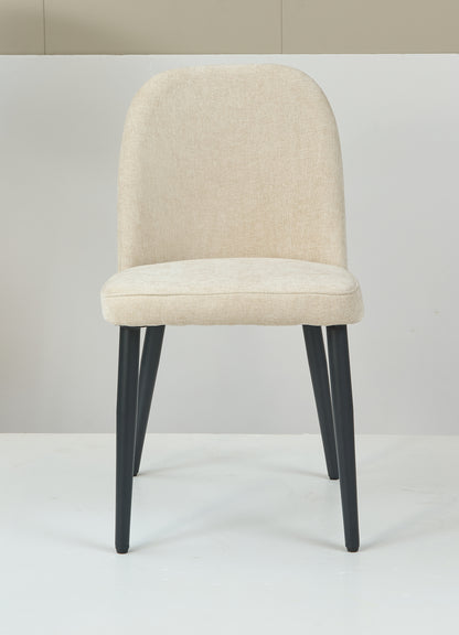 Beige Fabric Dining Chairs Set of 4 - Armless Metal Legs