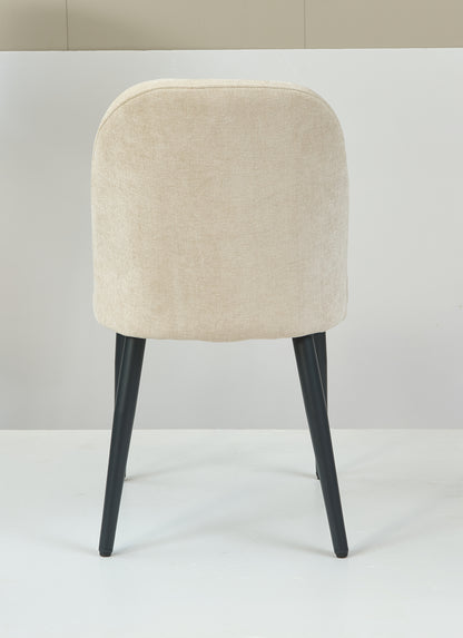 Beige Fabric Dining Chairs Set of 4 - Armless Metal Legs