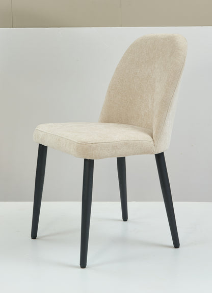 Beige Fabric Dining Chairs Set of 4 - Armless Metal Legs
