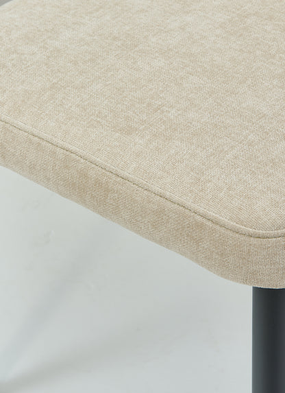 Beige Fabric Dining Chairs Set of 4 - Armless Metal Legs