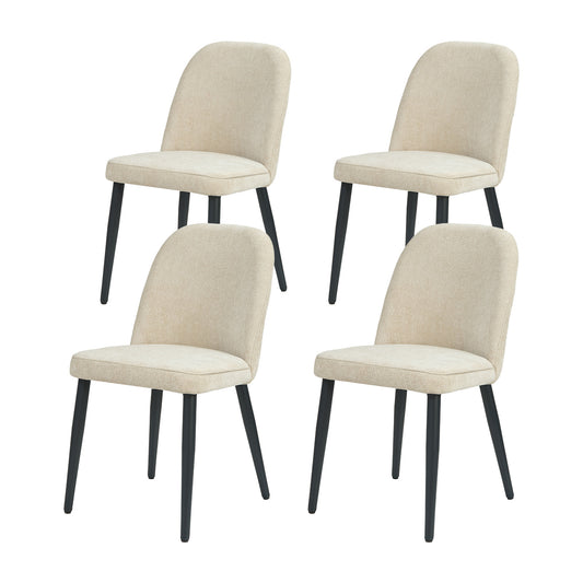 Beige Fabric Identities Chair with Metal Legs, Armless Chair Set of 4 for Kitchen, Restaurant, Living, Meeting Room