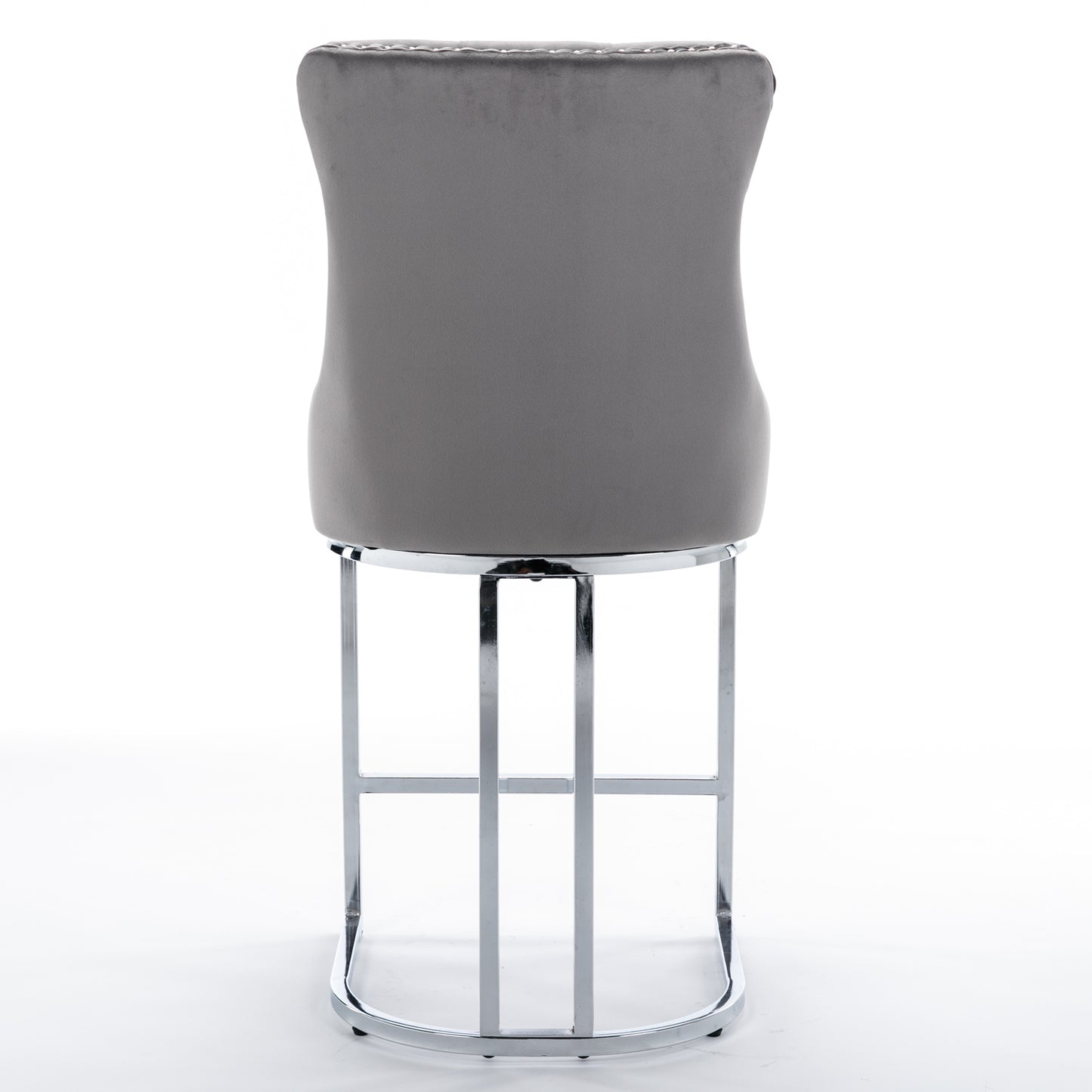 Gray Velvet Bar Stools Set of 2 - Counter Height Kitchen Bar Chairs