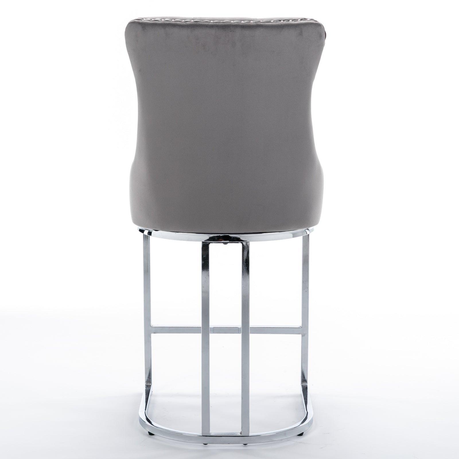 Gray Velvet Bar Stools Set of 2 - Counter Height Kitchen Bar Chairs
