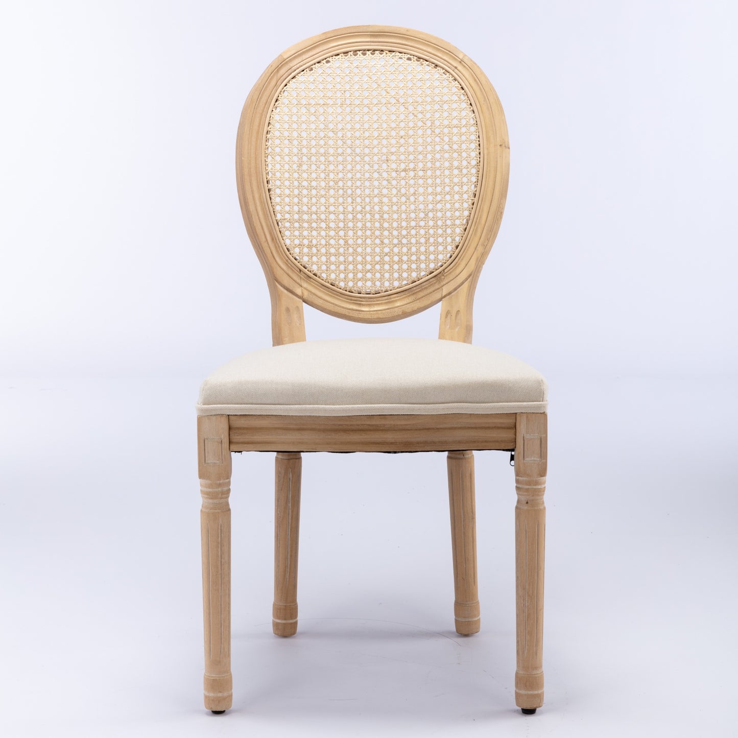 Beige Rattan Dining Chair Set of 2 for Kitchen Dining Rooms