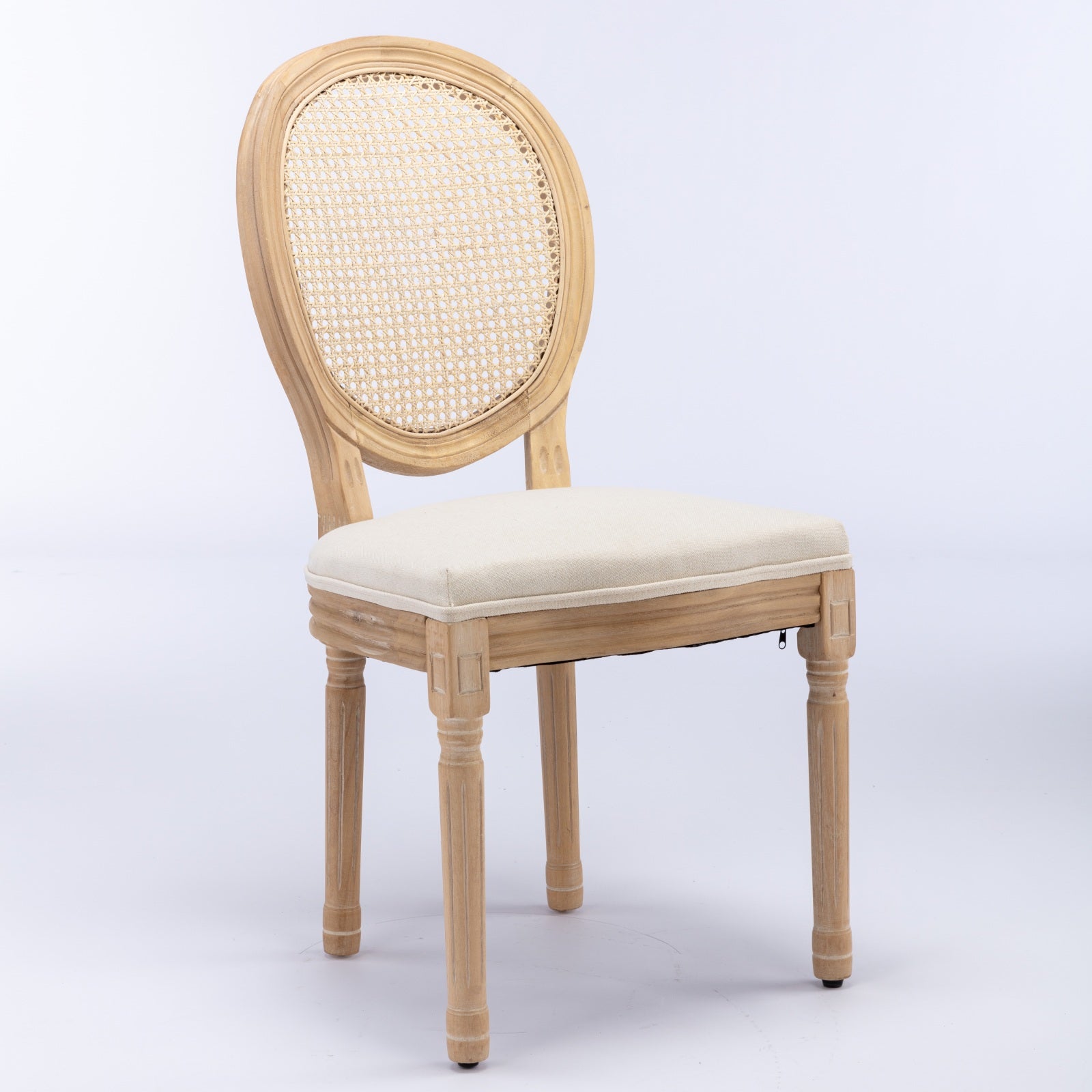 Beige Rattan Dining Chair Set of 2 for Kitchen Dining Rooms
