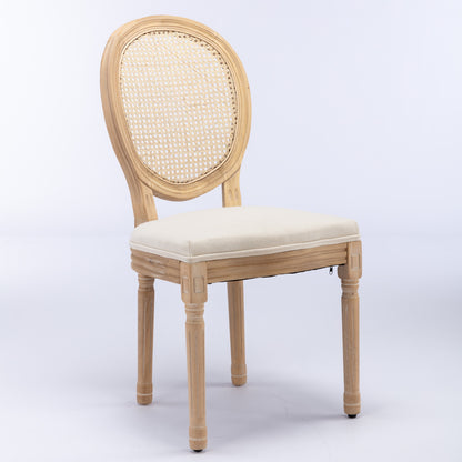Beige Rattan Dining Chair Set of 2 for Kitchen Dining Rooms