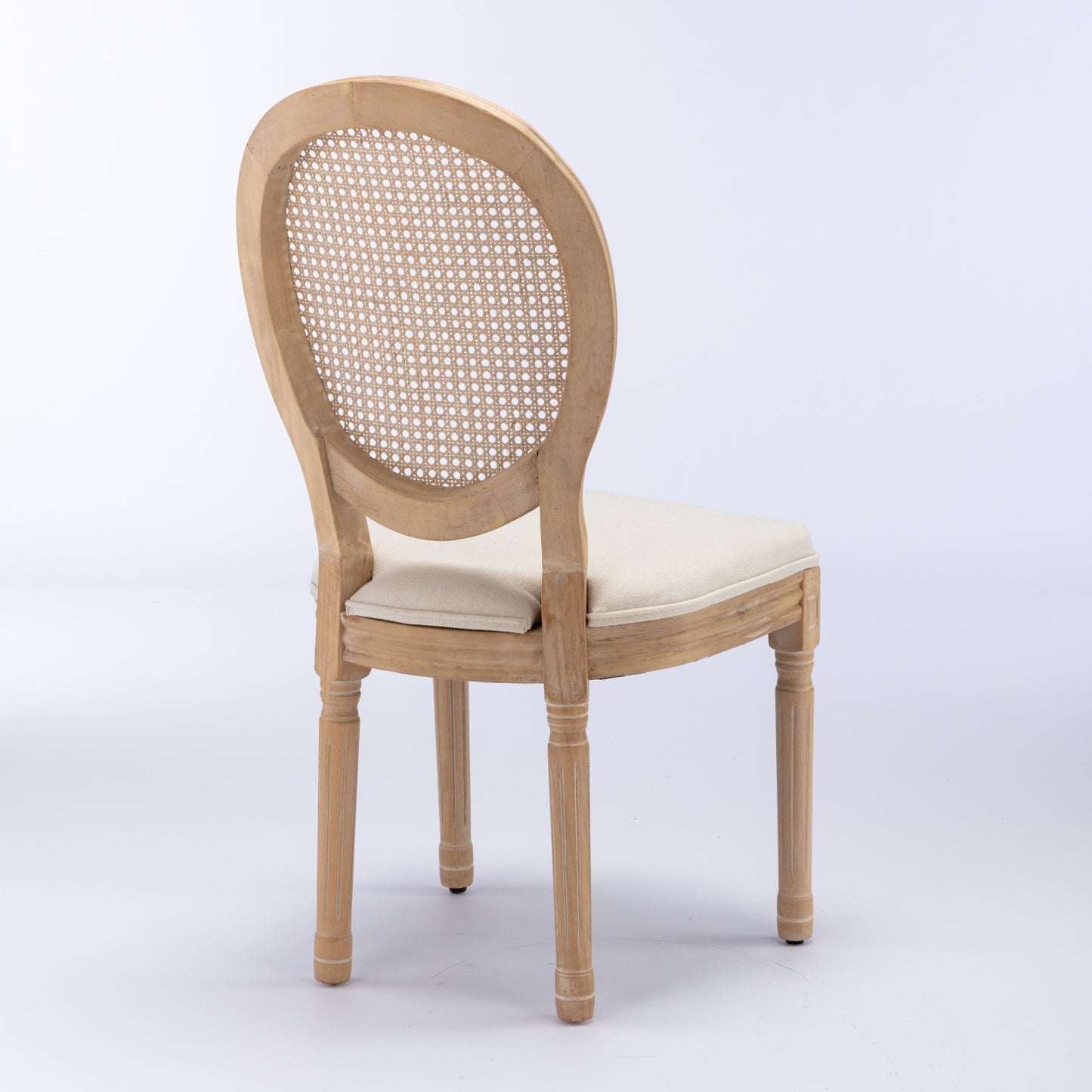 Beige Rattan Dining Chair Set of 2 for Kitchen Dining Rooms