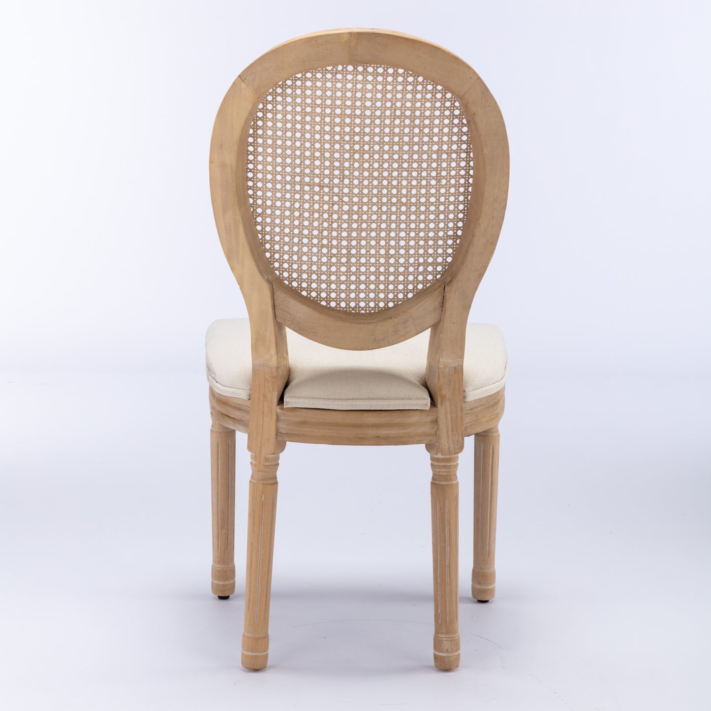 Beige Rattan Dining Chair Set of 2 for Kitchen Dining Rooms