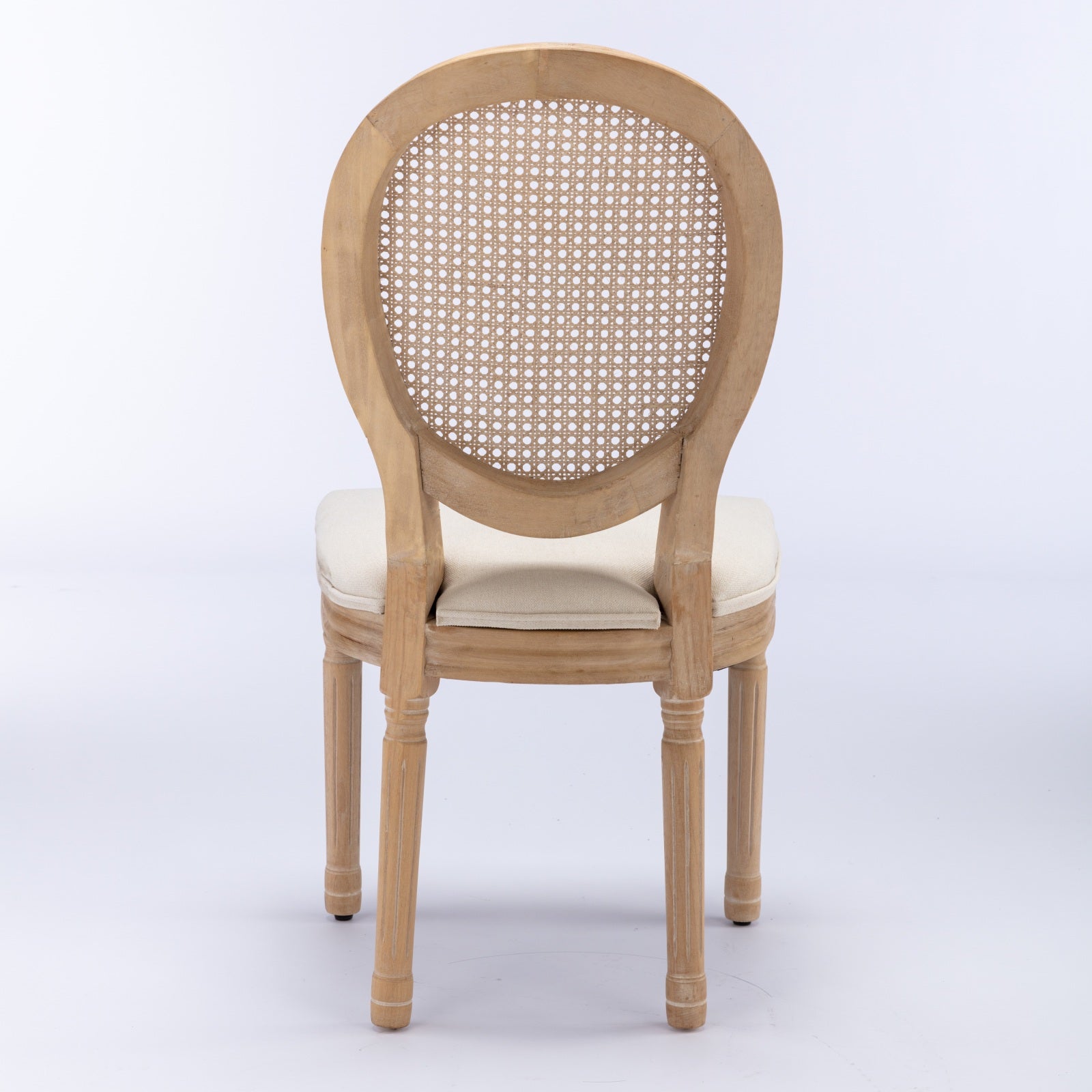 Beige Rattan Dining Chair Set of 2 for Kitchen Dining Rooms