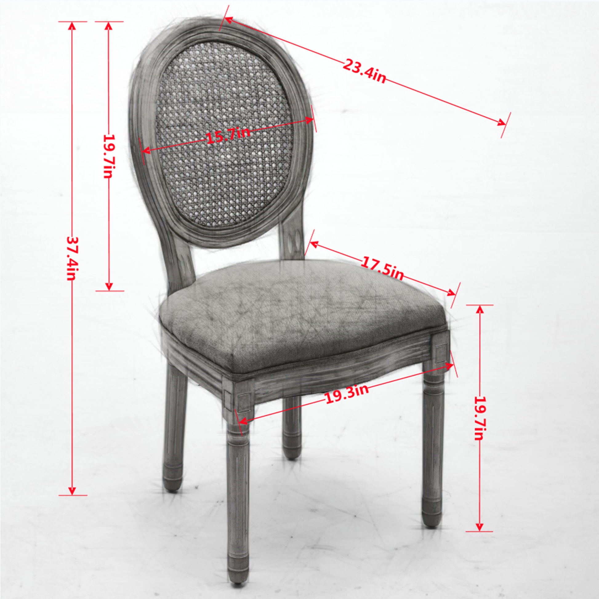 Beige Rattan Dining Chair Set of 2 for Kitchen Dining Rooms
