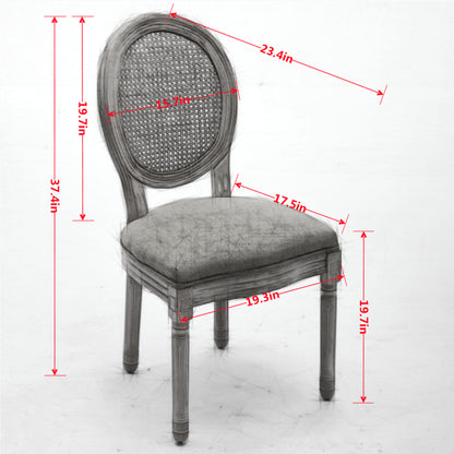 Beige Rattan Dining Chair Set of 2 for Kitchen Dining Rooms