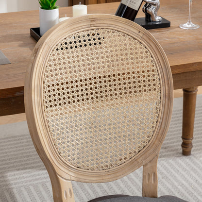 Beige Rattan Dining Chair Set of 2 for Kitchen Dining Rooms