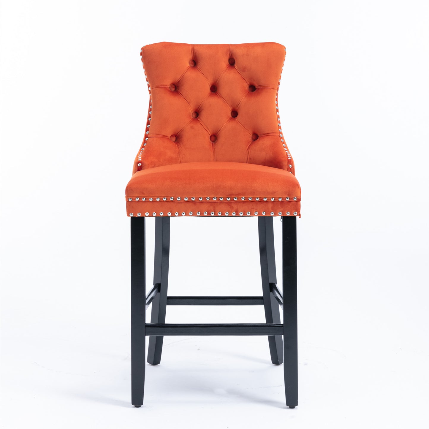 Orange Velvet Bar Stools Set of 2 for Modern Dining Room