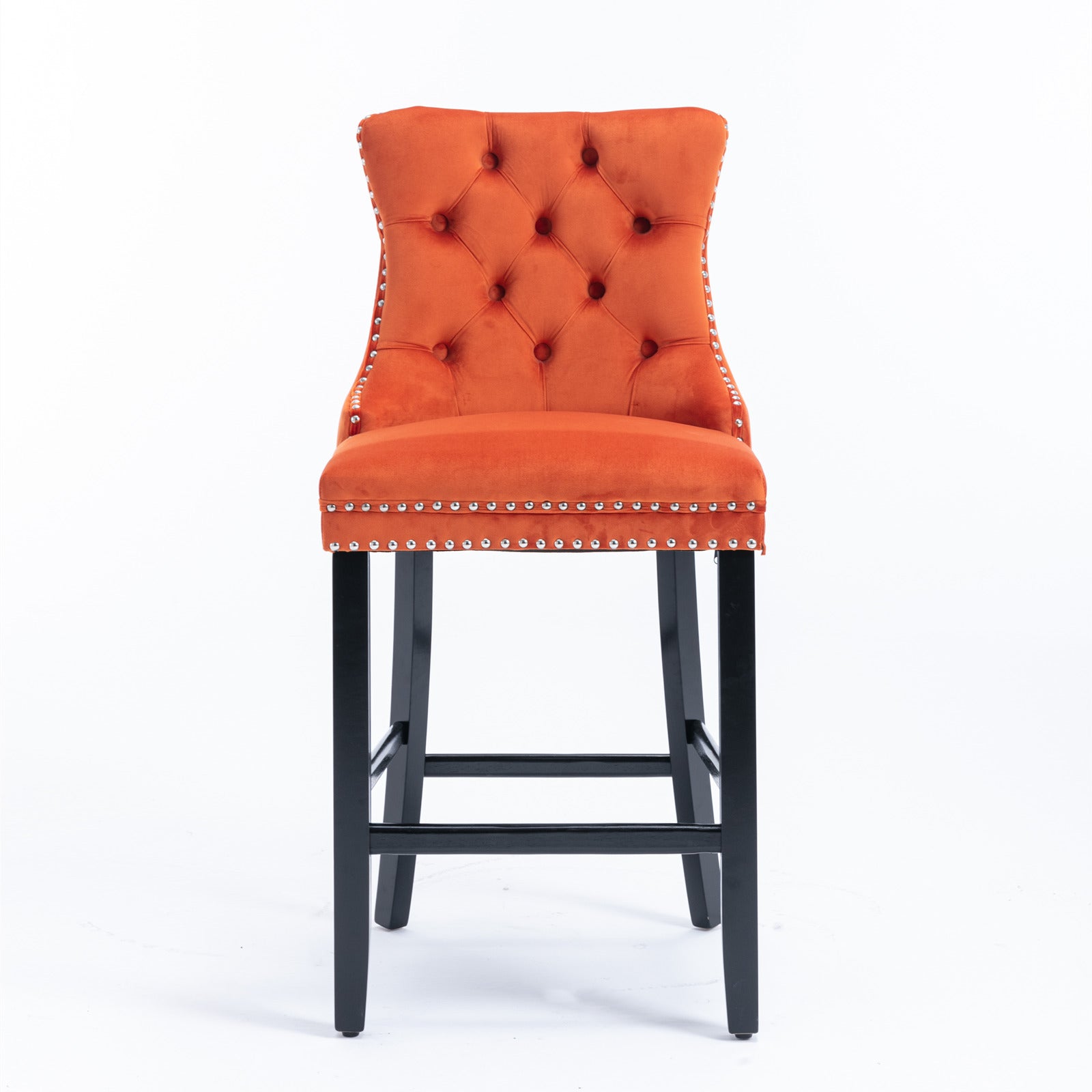 Orange Velvet Bar Stools Set of 2 for Modern Dining Room