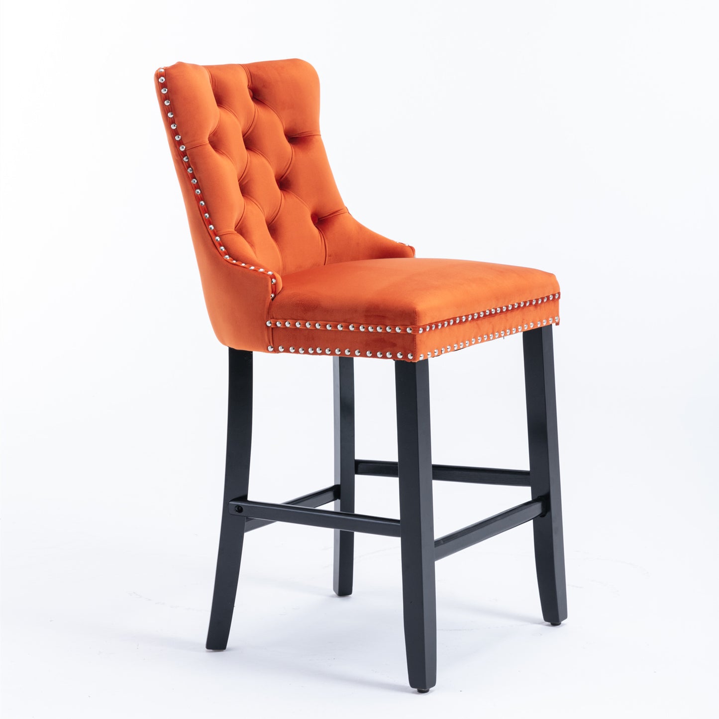 Orange Velvet Bar Stools Set of 2 for Modern Dining Room