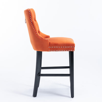 Orange Velvet Bar Stools Set of 2 for Modern Dining Room