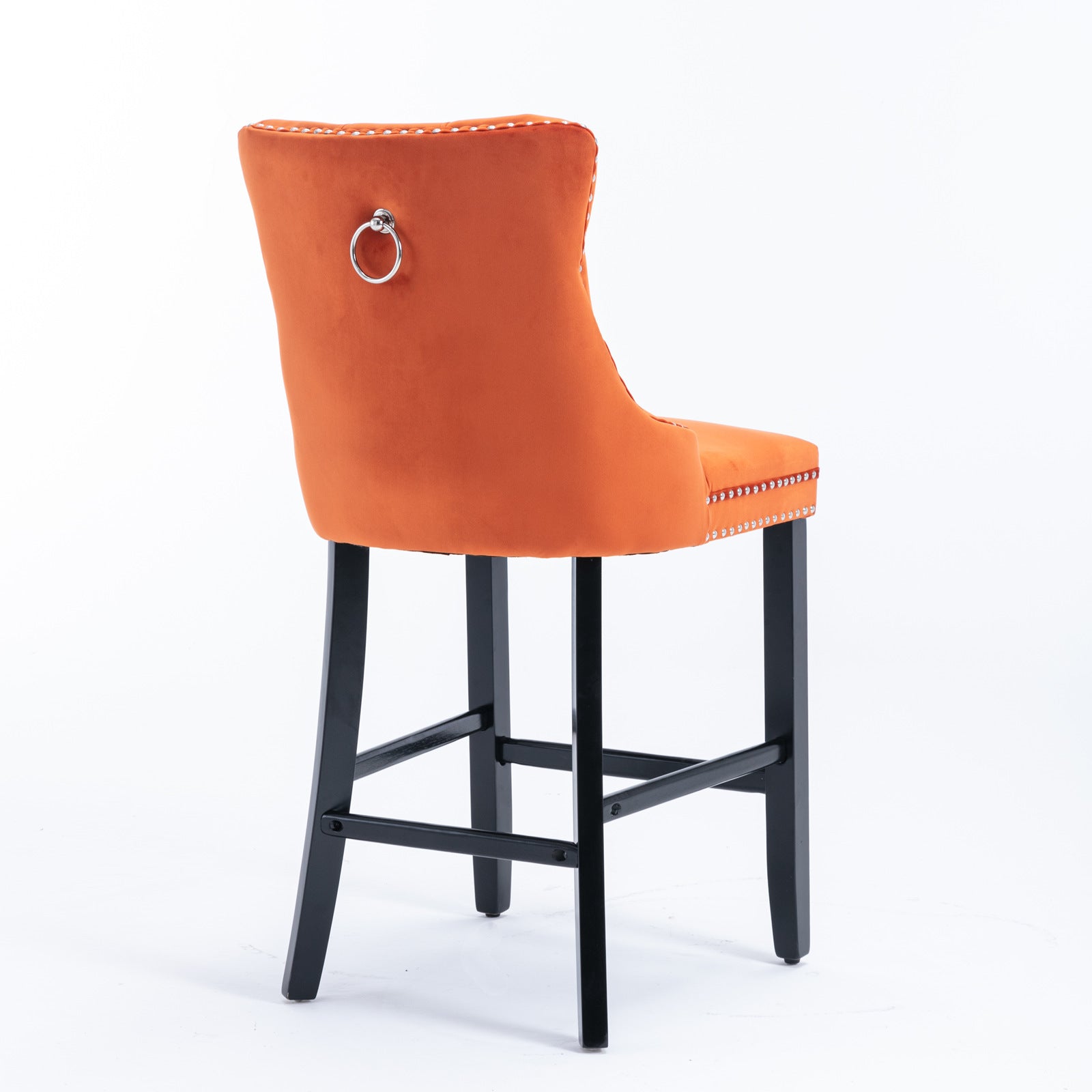Orange Velvet Bar Stools Set of 2 for Modern Dining Room
