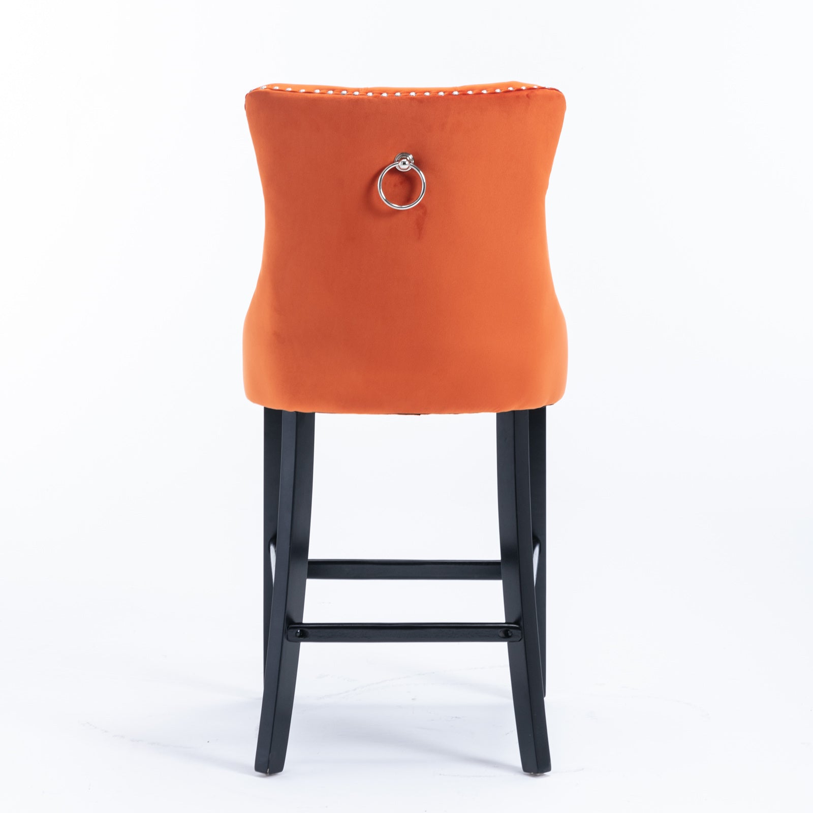 Orange Velvet Bar Stools Set of 2 for Modern Dining Room